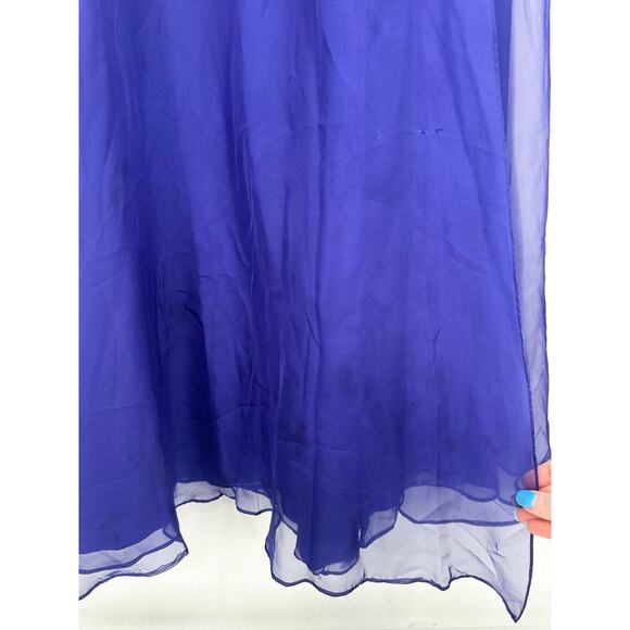 Mac Duggal Beaded Sequin Halter Maxi Prom Dress Cut-Out Open Back Sparkle Gown - Picture 11 of 13